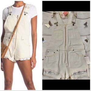 NWT Free People Denim Overall Shorts O Ring Zip